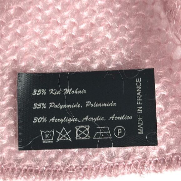 Lightweight Oblong Scarf Kid Mohair Blend Beige Pink Gray made in France - Picture 9 of 9